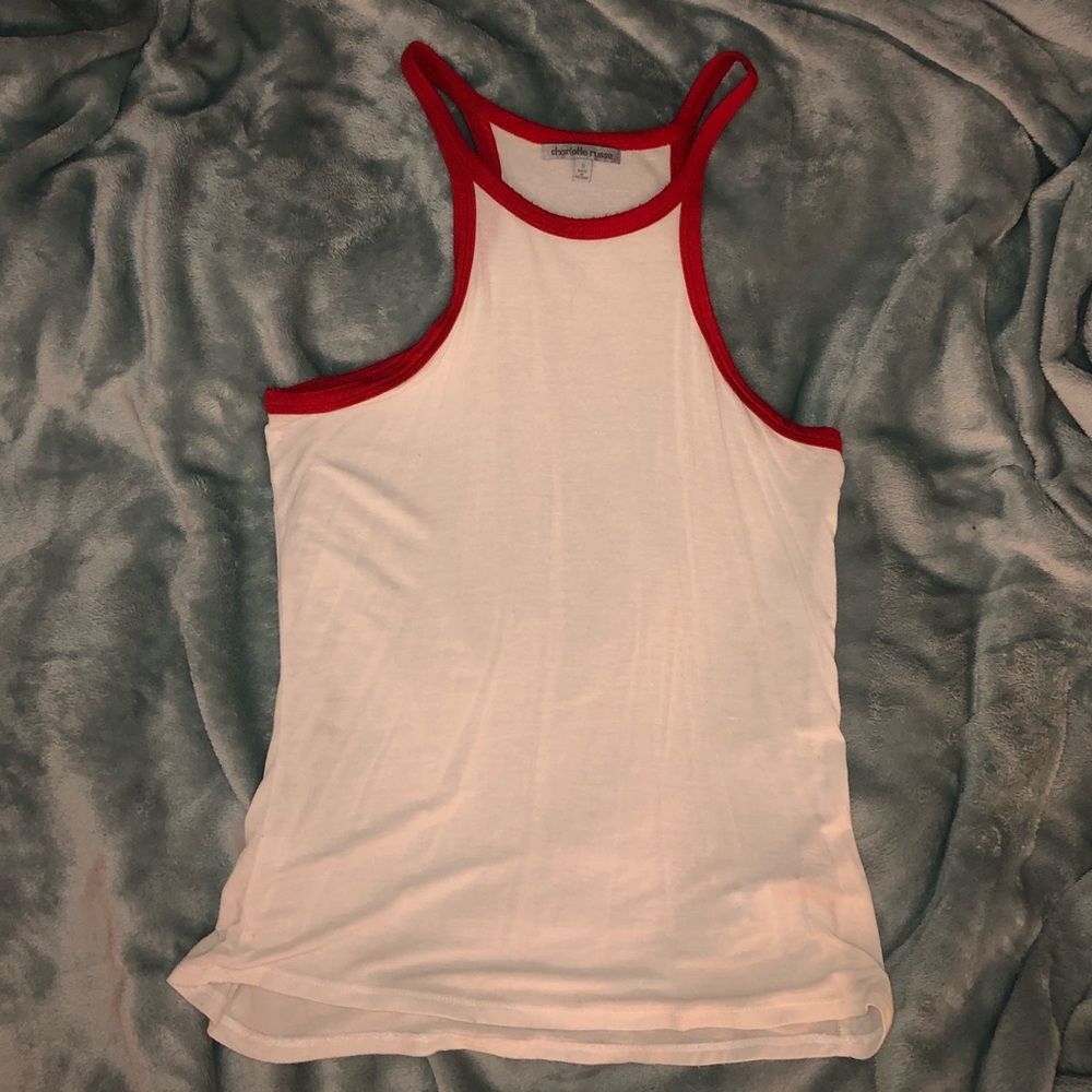 Small Red and White Razor Back Tank Top